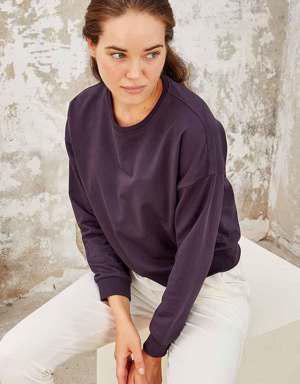 Mor Basic Rahat Form O Yaka Kadın Sweatshirt - 97114