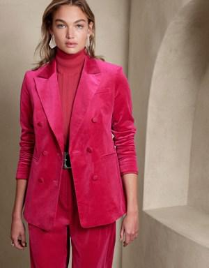 Banana Republic Petite Veluro Oversized Velvet Blazer pink