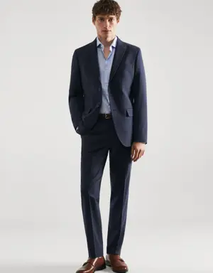 Slim-fit twill pinstripe suit shirt