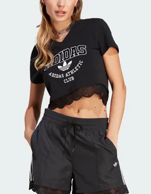 Adidas Cropped Lace Trim Tee