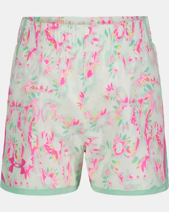 Under Armour Little Girls' UA Fly-By Solarized Floral Shorts. 1