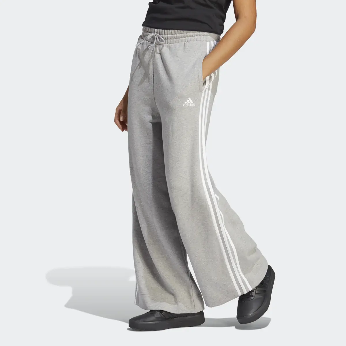 Adidas Essentials 3-Stripes French Terry Wide Pants. 1