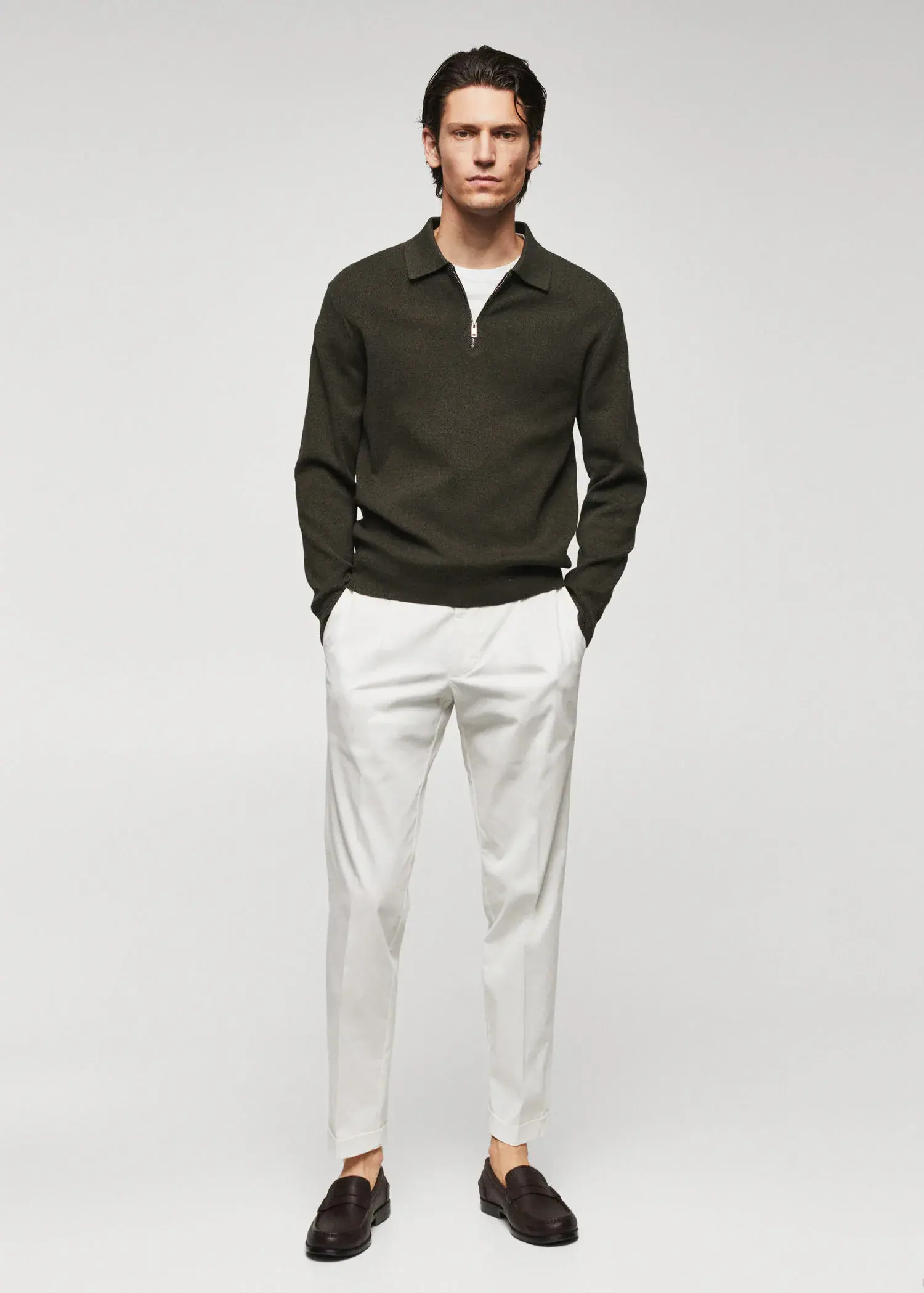 Mango Cotton-knit polo shirt with zip. 2