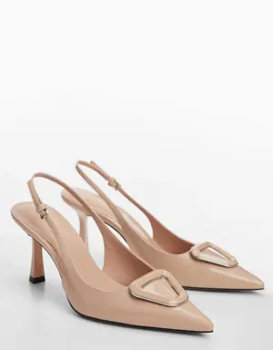 Patent leather-effect slingback shoes