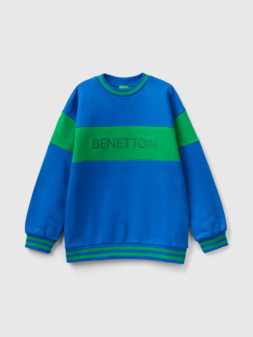 Benetton cornflower blue sweatshirt with embroidered logo. 1