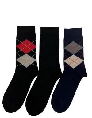 3'lü Paket Erkek Yün Soket Çorap Desenli