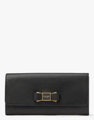 Morgan Bow Embellished Flap Continental Wallet