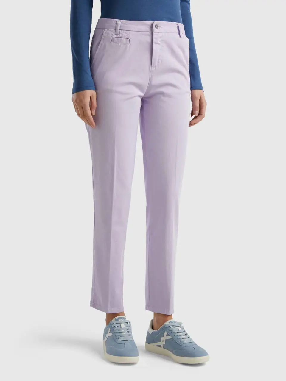Benetton lilac slim fit cotton chinos. 1