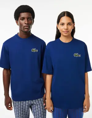 Lacoste T-shirt unisex in cotone biologico loose fit con coccodrillo grande