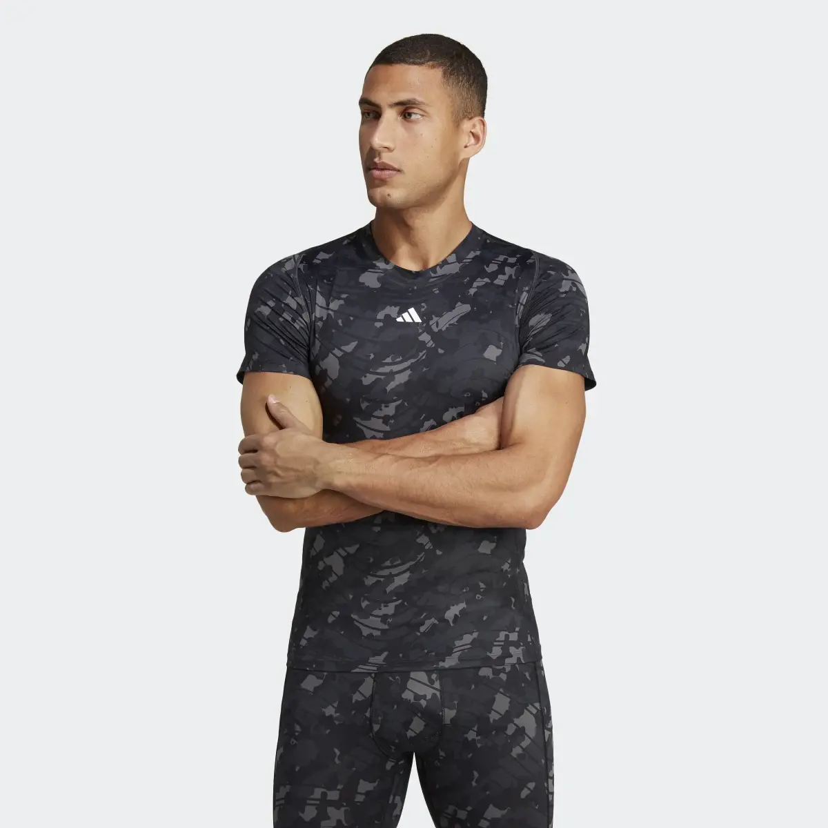 Adidas Techfit Allover Print Training T-Shirt. 2