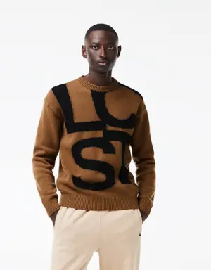 Men's Classic Fit Contrast Lettering Wool Sweater