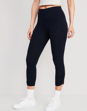 Old Navy High-Waisted Cropped Ruched Leggings for Women blue