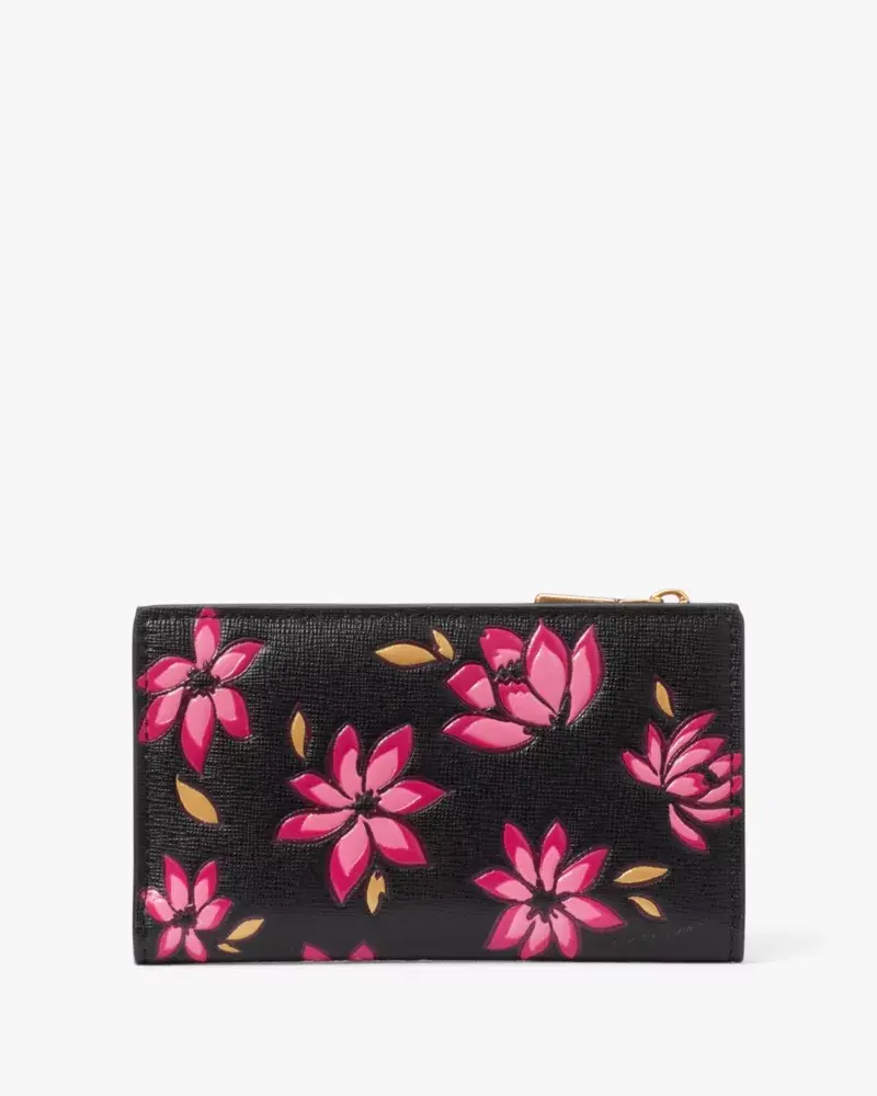 Kate Spade Morgan Winter Blooms Embossed Small Slim Bifold Wallet. 3