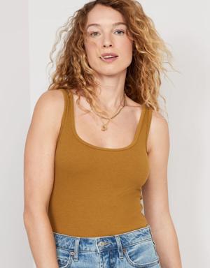 First-Layer Rib-Knit Tank Top for Women yellow