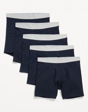 Soft-Washed Built-In Flex Boxer-Briefs Underwear 5-Pack -- 6.25-inch inseam blue