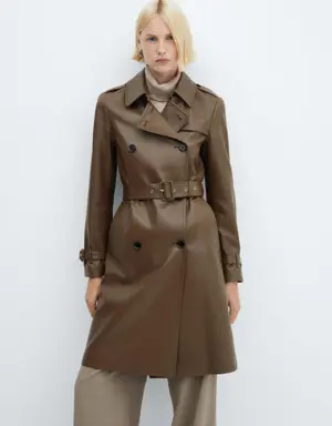 Leather-effect trench coat
