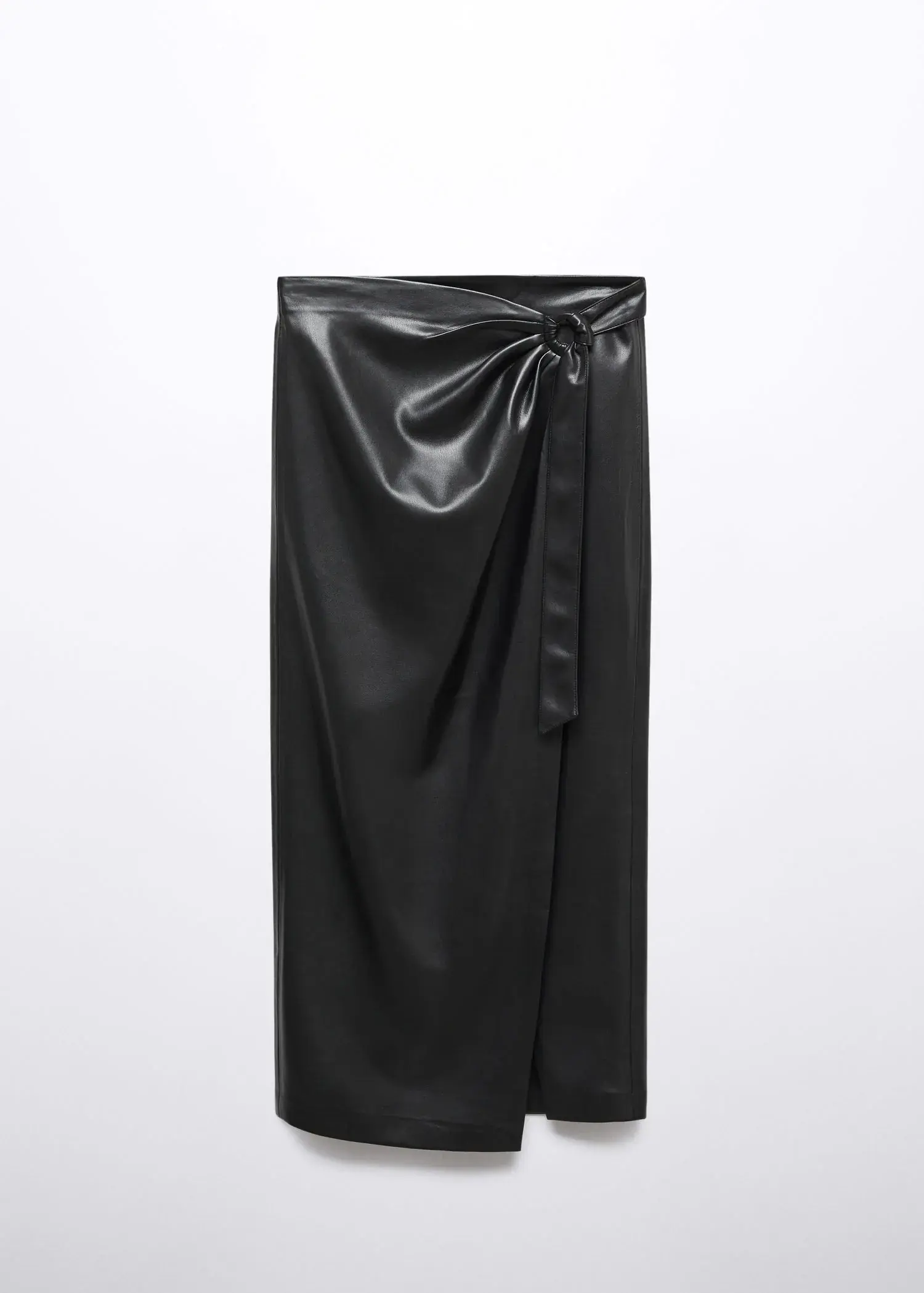 Mango Draped leather-effect midi-skirt. 1
