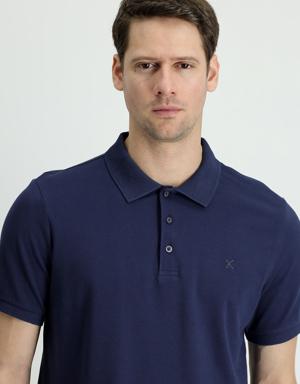 Polo Yaka Slim Fit Nakışlı Tişört