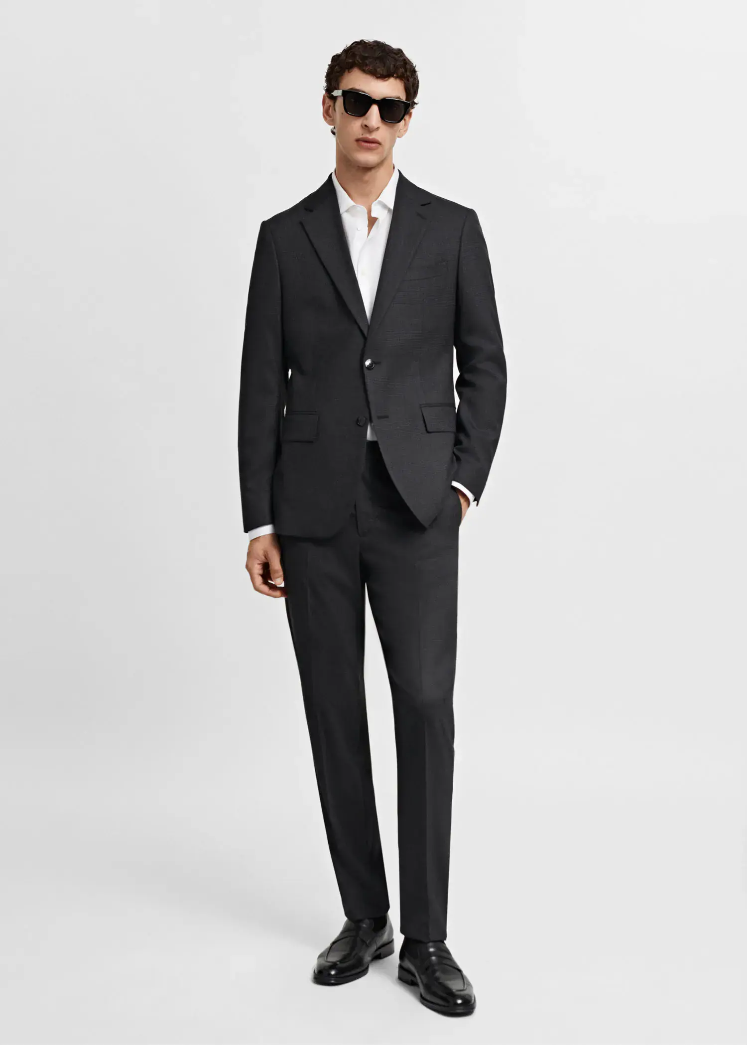 Mango Slim-fit check wool suit blazer. 2