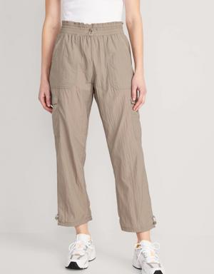 Old Navy High-Waisted Parachute Cargo Jogger Ankle Pants for Women beige