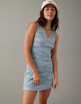 American Eagle Notch Neck Spacedye Mini Dress. 1