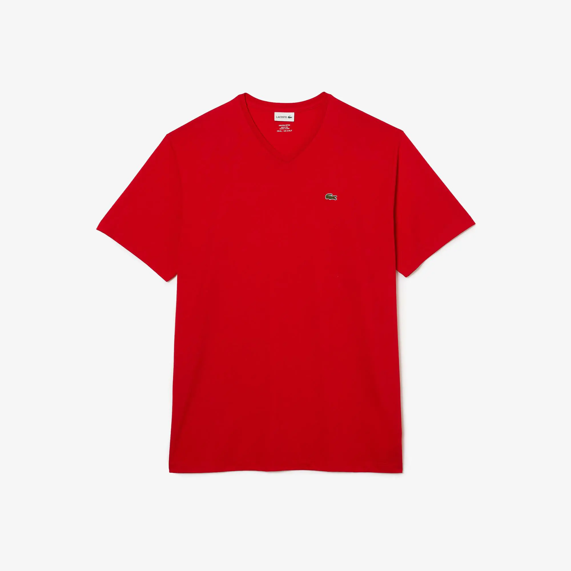 Lacoste Men’s Tall Fit Ribbed V-Neck Cotton T-Shirt. 2