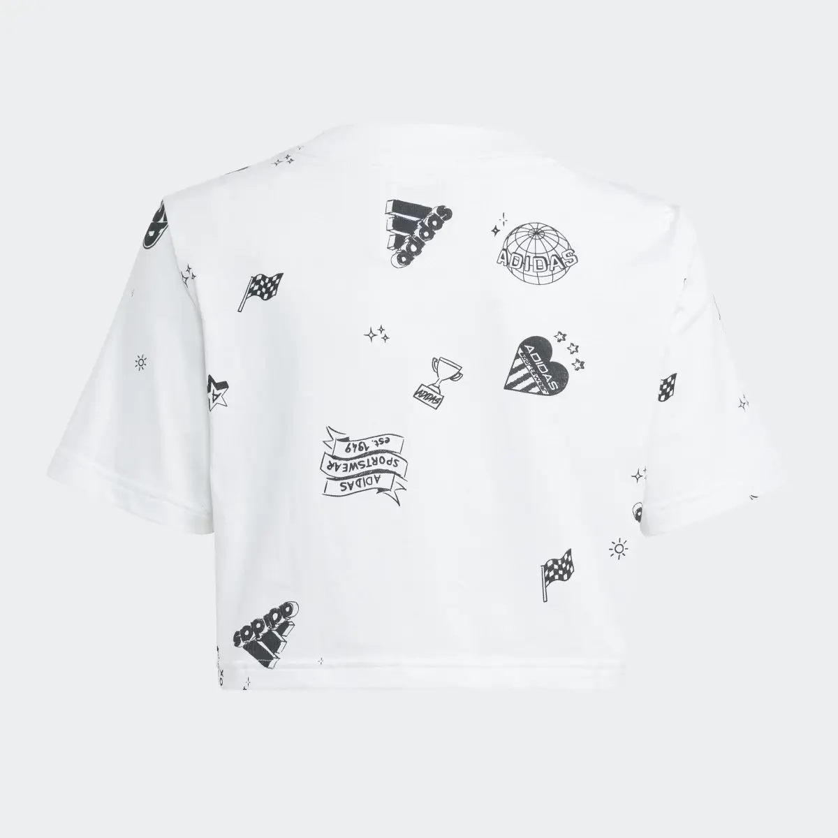 Adidas T-shirt Brand Love Allover Print Crop Junior. 2