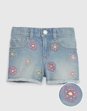 Toddler Embroidered Stride Shorts with Washwell blue