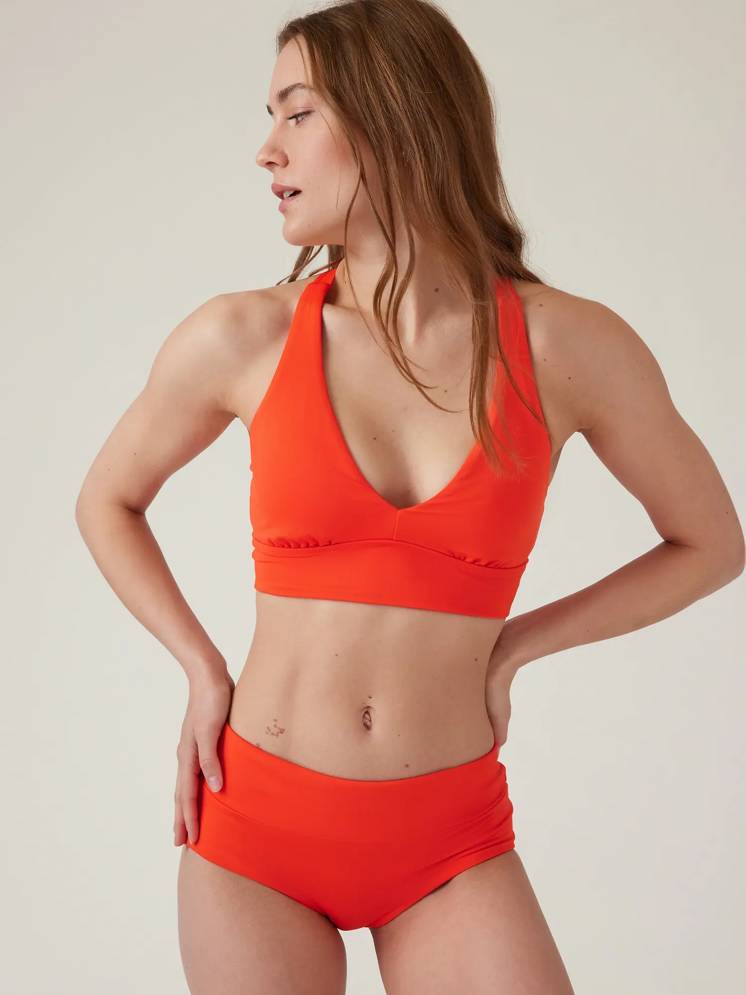 Athleta Longline Plunge Bikini Top A&#45C orange. 1
