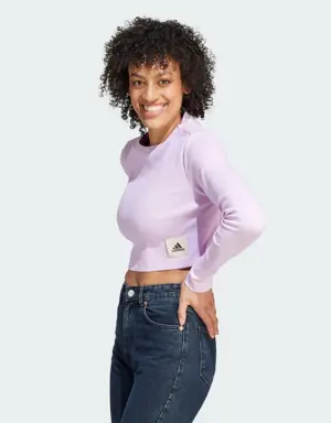 Lounge Ribbed Crop Long Sleeve Tee