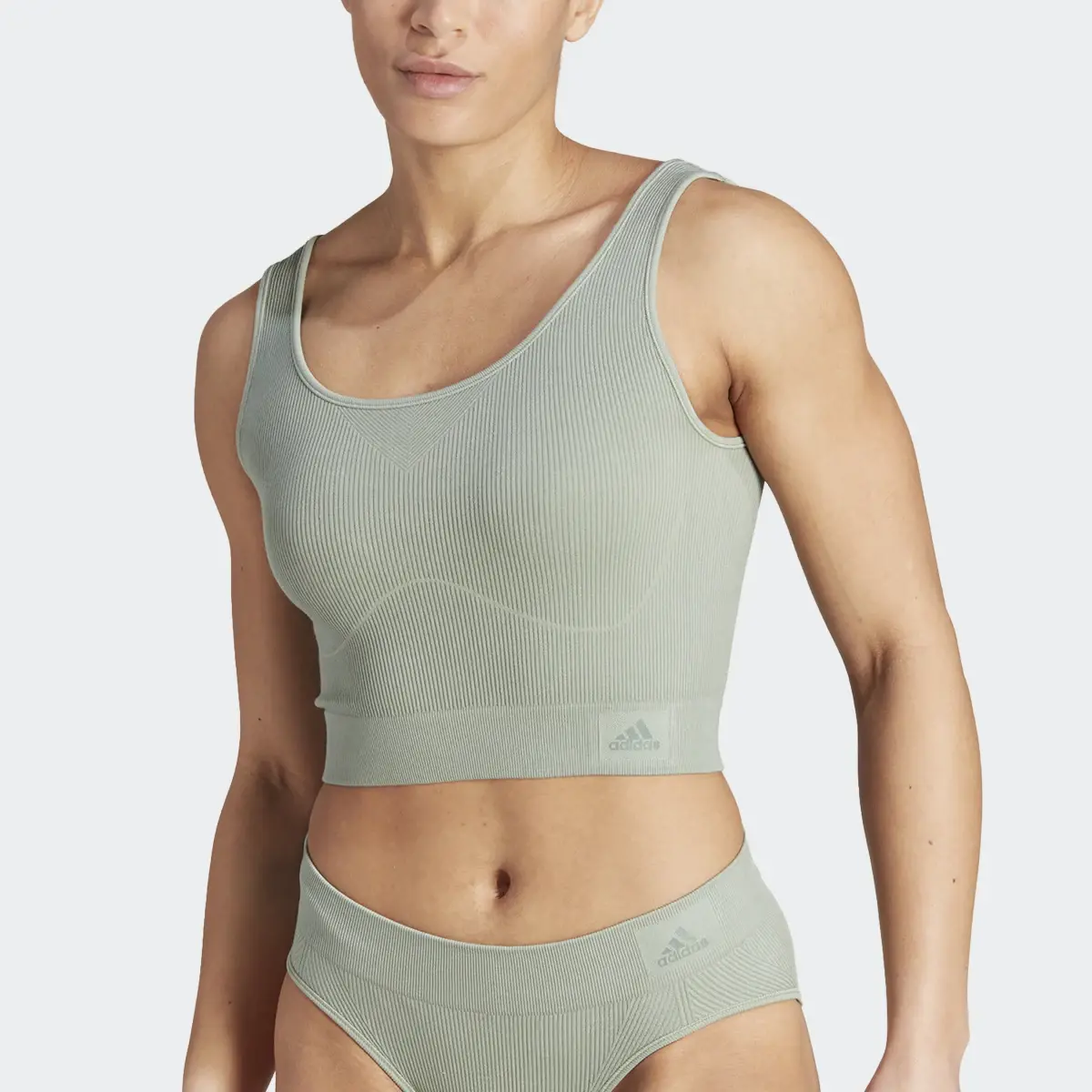 Adidas Ribbed Active Seamless Cropped Tank Top Underwear. 1