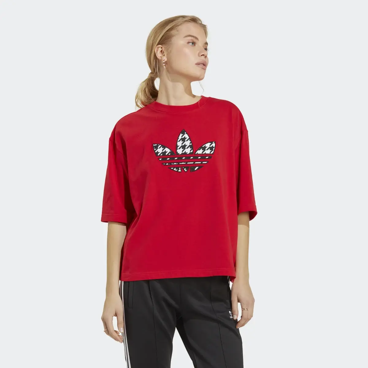 Adidas Originals Houndstooth Trefoil Infill T-Shirt. 2