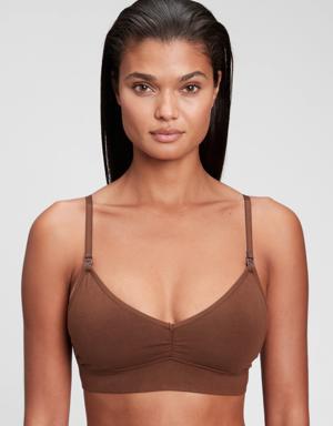 Maternity Stretch Cotton Nursing Bralette brown