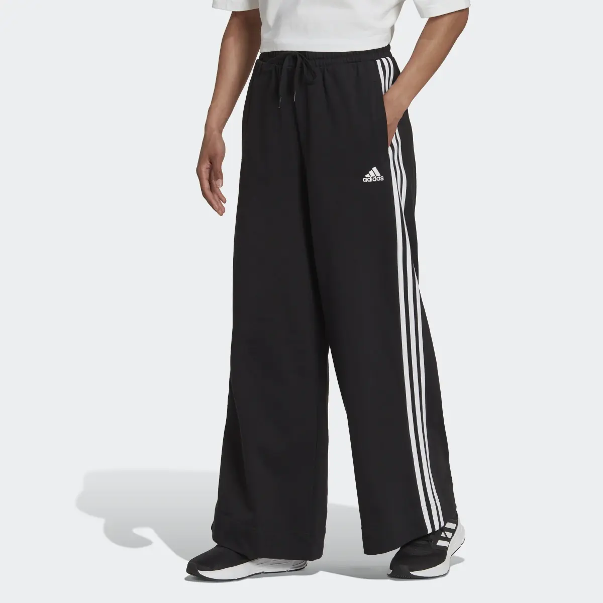 Adidas Essentials 3-Stripes Wide Leg Pants. 1