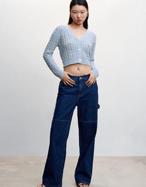 Cable-knit cropped cardigan