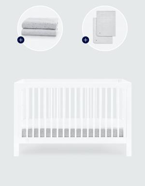 Gap babyGap Charlie Crib with Grey Dots and Stripes Bedding Bundle white