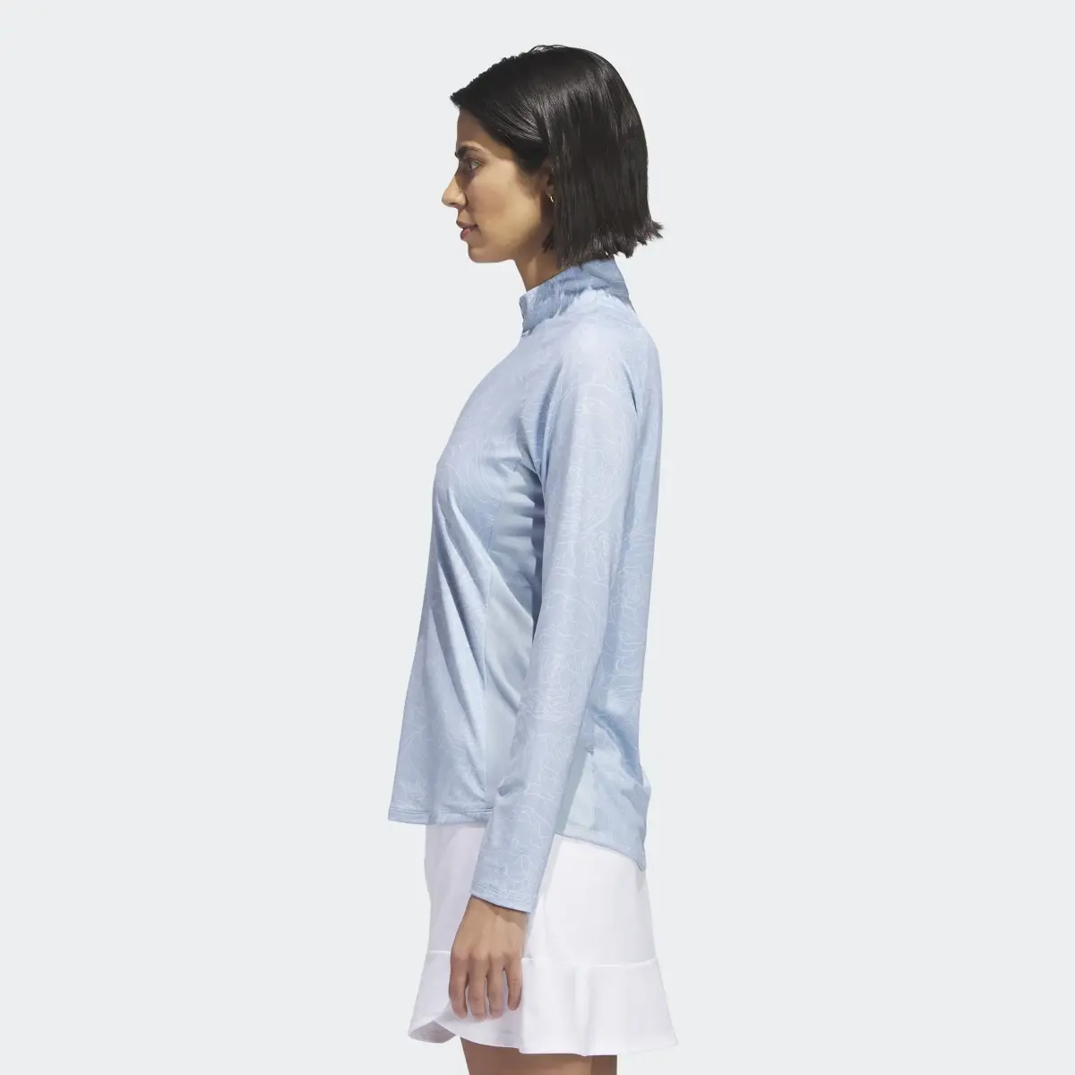 Adidas Essentials Long Sleeve Printed Mock Polo Shirt. 3