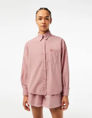 Camicia da donna oversize in popeline di cotone Lacoste