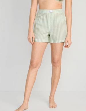 Old Navy Matching High-Waisted Printed Pajama Boxer Shorts for Women - 3.5-inch inseam green