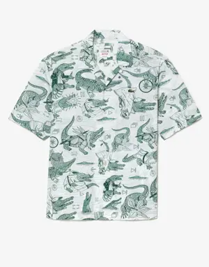 Camisa unisex Lacoste × Netflix de manga corta con estampado
