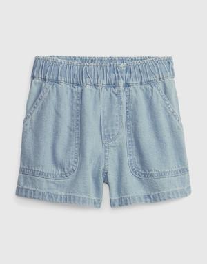 Toddler Pull-On Denim Shorts with Washwell blue