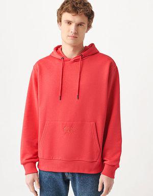 Kapüşonlu Kırmızı Sweatshirt