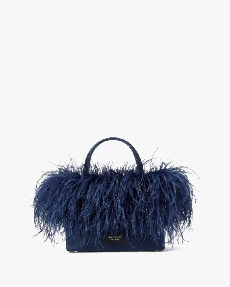 Kate Spade Sam Icon Feather Embellished Satin Mini Tote. 1