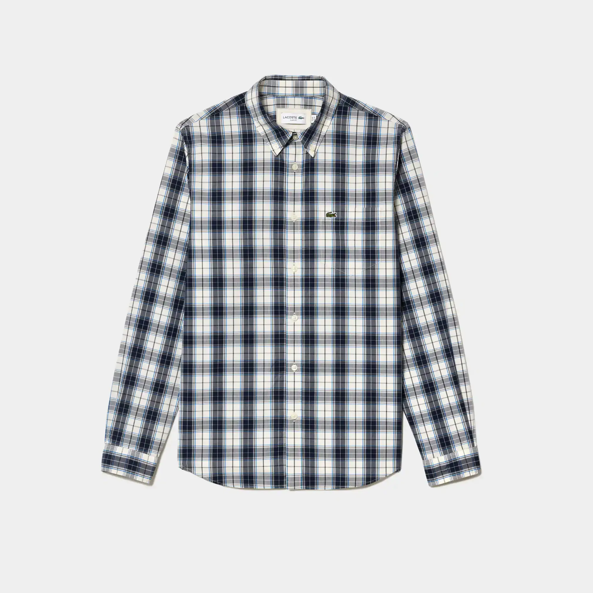 Lacoste Men's Check Print Stretch Shirt. 1