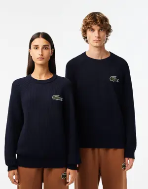 Sweater com decote redondo em algodão orgânico Lacoste unissexo