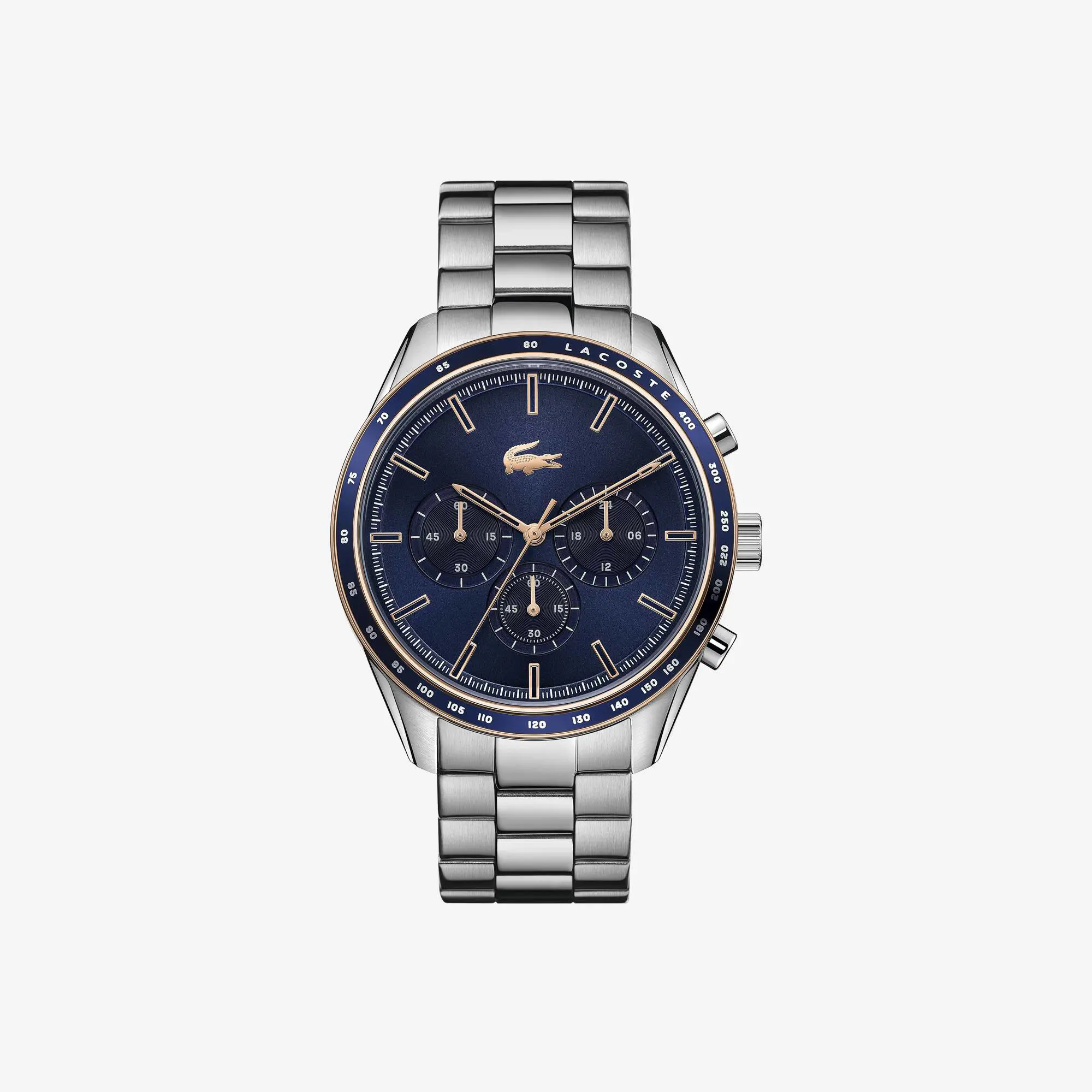 Lacoste Reloj Boston azul marino con cronógrafo y correa de acero inoxidable. 1