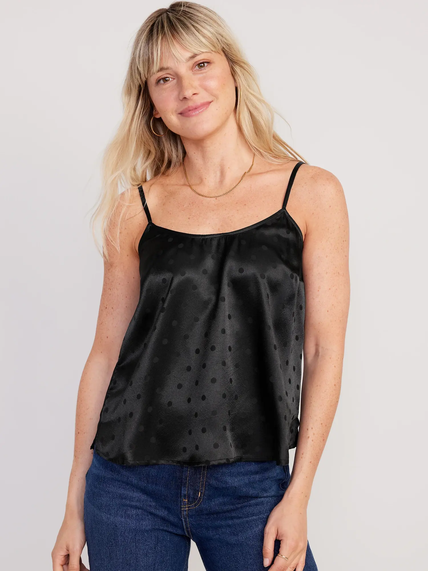 Old Navy Textured Satin Cami Top for Women black. 1