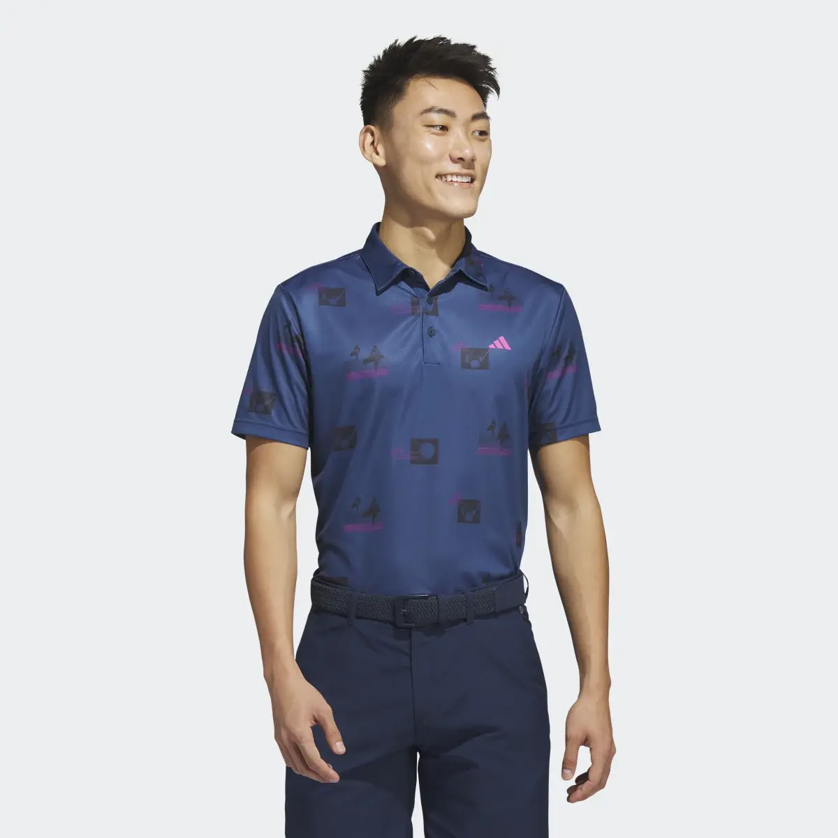 Adidas Allover-Print Golf Polo Shirt. 2