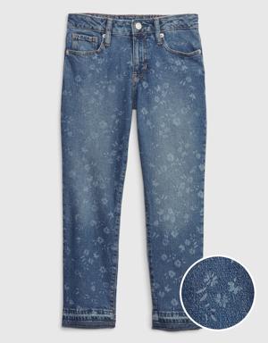 Kids Mid Rise Girlfriend Jeans with Washwell blue