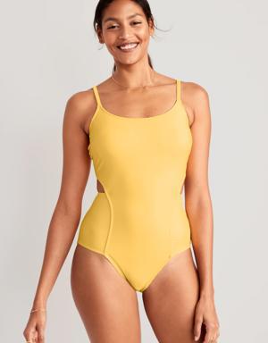 Old Navy Cutout One-Piece Swimsuit for Women yellow